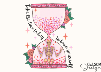 Love Yourself Skeleton Hourglass PNG Valentine