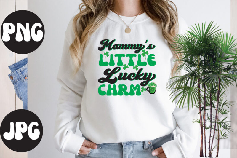 Mammy's little Lucky charm retro design, Mammy's little Lucky charm, St Patrick's Day Bundle,St Patrick's Day SVG Bundle,Feelin Lucky PNG, Lucky Png, Lucky Vibes, Retro Smiley Face, Leopard Png, St