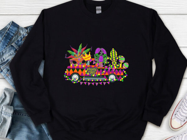 Mardi gras truck with mask fleur de lis and crawfish png, mardi gras png, mardi gras truck png, mask png, holiday gift png file tl t shirt designs for sale