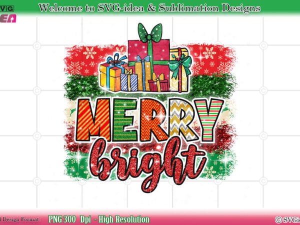 Merry bright christmas png sublimation design