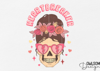 Messy Bun Heart Breaker Valentine t shirt designs for sale