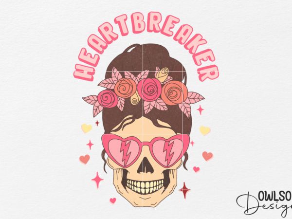 Messy bun heart breaker valentine t shirt designs for sale