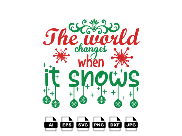 The world changes when it snows merry christmas shirt print template, funny xmas shirt design, santa claus funny quotes typography design