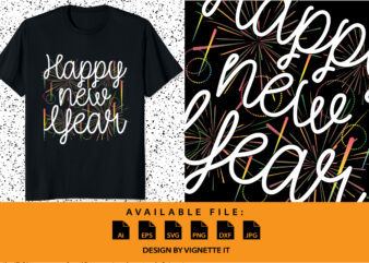 Happy new year 2023 shirt print template firecracker vector illustration art typography design for new year