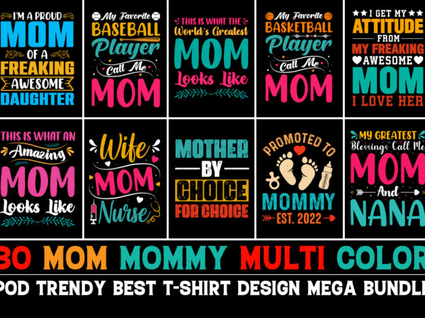 Mom typography t-shirt design bundle