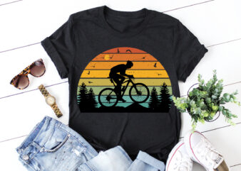 Mountain Biker Retro Vintage Sunset Graphic