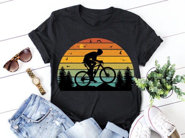 Mountain biker retro vintage sunset graphic