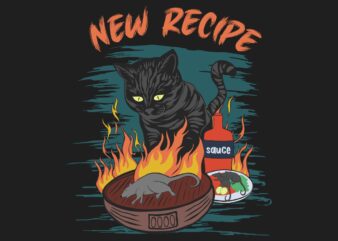 New Recipe, Cat and Mouse T-shirt design artwork, T shirt design illustration,