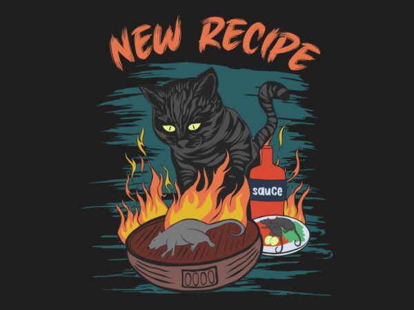 New recipe, cat and mouse t-shirt design artwork, t shirt design illustration,