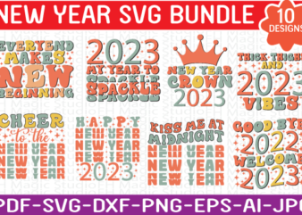 Retro New Year SVG Bundle t shirt design online