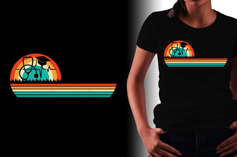 Retro Vintage Sunset T-Shirt Design Graphic Bundle