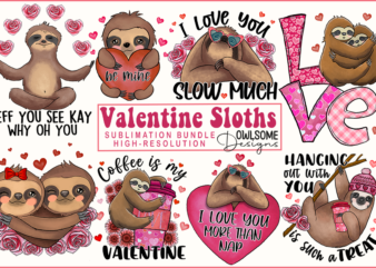 Sloth Valentine Sublimation Bundle t shirt template vector