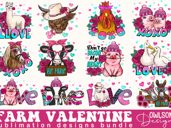 Farm Animals Valentine Sublimation Bundle - Buy t-shirt designs