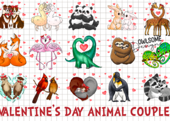 Valentine’s Day Animal Couple Bundle t shirt vector art