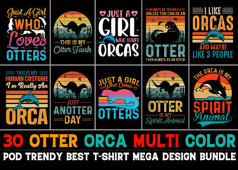 Otter Orca T-Shirt Design Bundle