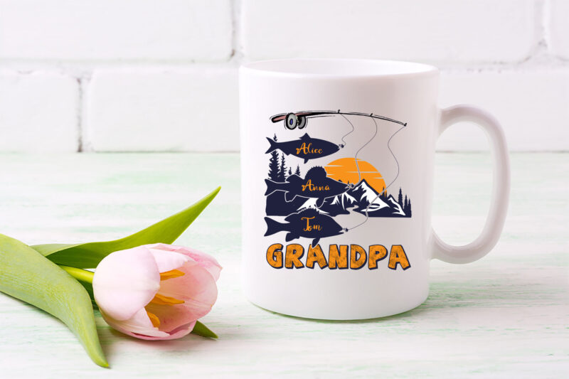 Personalized Grandpa Fishing Ceramic Coffee Mug TL