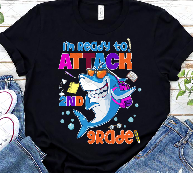 Personalized Name I’m Ready to Attack Cute Shark Png, Funny Shark, School Lover, Back To School, Gift For Kid PNG File TL