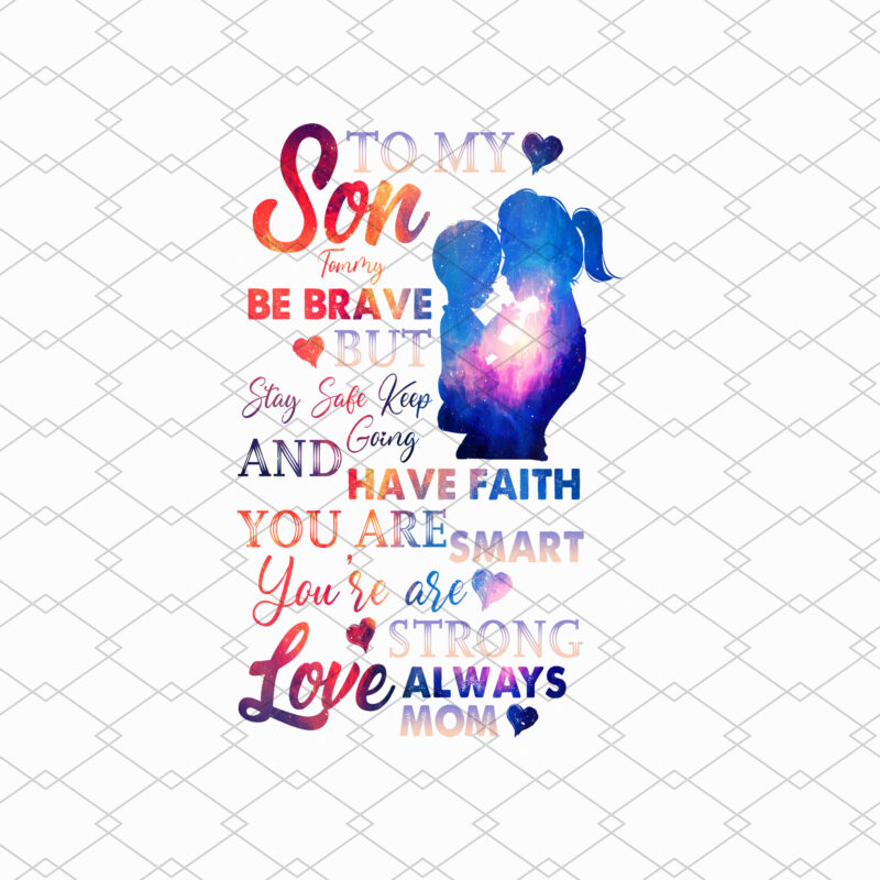Personalized Name To My Son From Mom Be Brave But Stay Safe Keep Going And Have Faith, Gift For Son, Birthday Gift, Gift From Mom PNG File TL