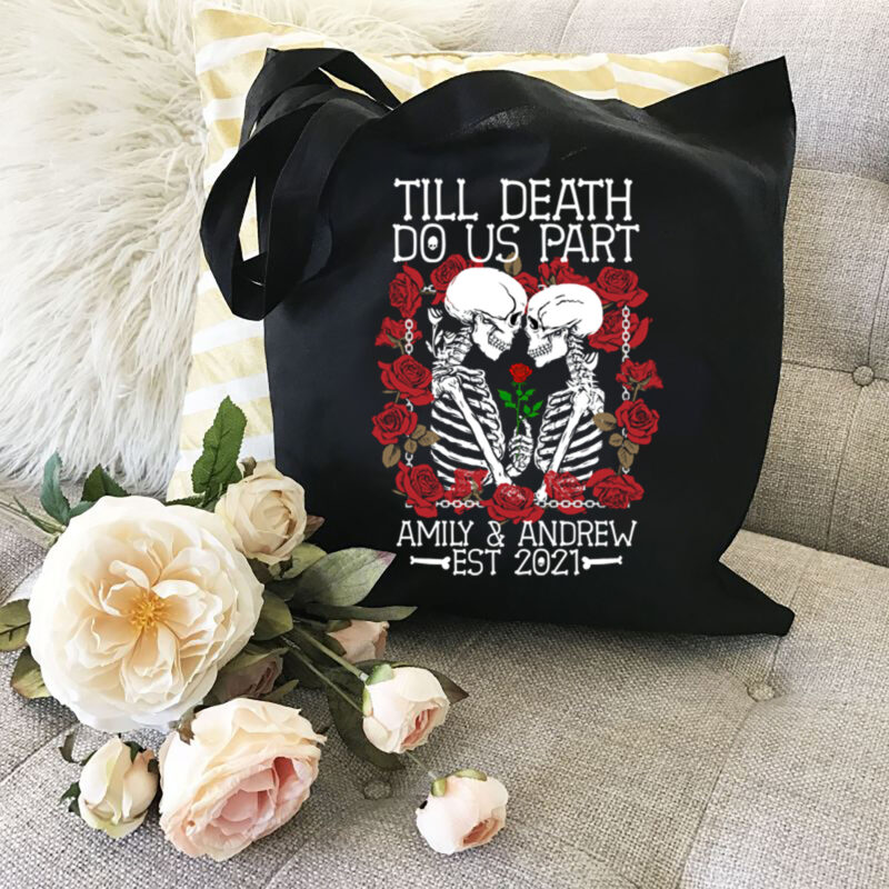 Personalized Skeleton Couple Till Death Do Us Part PNG, Custom Skeleton Digital Download, Gothic Skull Honeymoon Wedding Anniversary NL