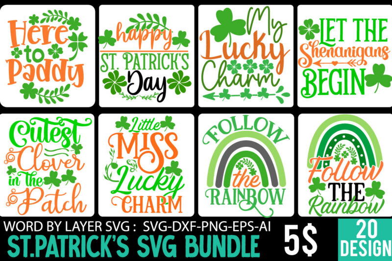 St. Patrick's SVG Bundle ,St Patrick's Day SVG Bundle, Lucky svg, St Patricks Day SVG Bundle, Svg Cut Files, Svg For Cricut, St Patrick's Day Quotes, Clover svg, svg St.