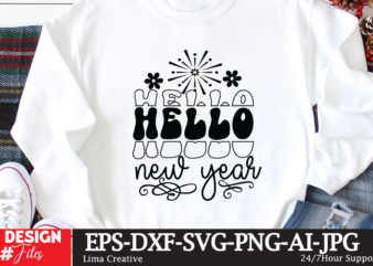 Hello New Year T-shirt Design,New Year Crew 2023 T-shirt Design,New Years SVG Bundle, New Year’s Eve Quote, Cheers 2023 Saying, Nye Decor, Happy New Year Clip Art, New Year, 2023