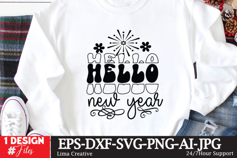 Hello New Year T-shirt Design,New Year Crew 2023 T-shirt Design,New Years SVG Bundle, New Year’s Eve Quote, Cheers 2023 Saying, Nye Decor, Happy New Year Clip Art, New Year, 2023