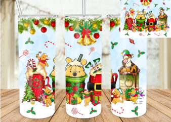 Christmas Pooh 20oz Tumbler Design, Christmas Coffee Latte Tumbler, Christmas Gifts, Christmas Bell, Christmas Flower, Christmas Decoration, Christmas Tree, Pooh, Coffee Tumbler T633