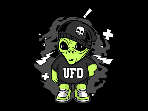 Raper alien ufo cartoon t shirt design online