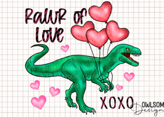 Rawr Of Love T-Rex Valentine PNG