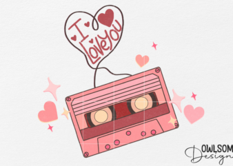 Retro Cassette Valentine PNG Sublimation