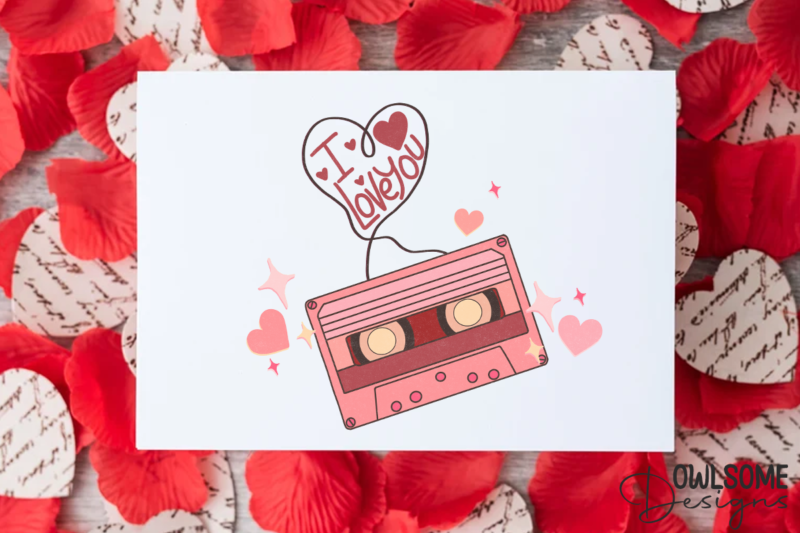 Retro Cassette Valentine PNG Sublimation