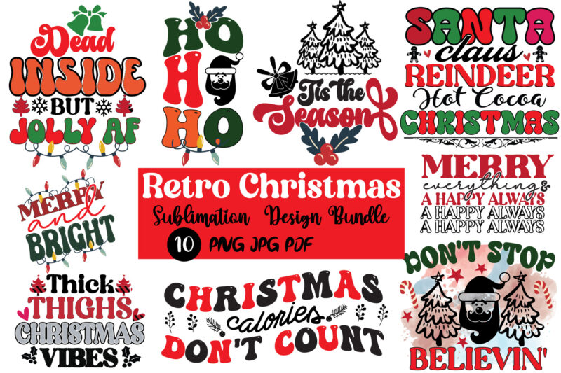 Retro Christmas Sublimation PNG Bundle, Christmas png bundle, Holly png, Santa png, Jingle png, Retro Christmas png, Tis the season png,Retro Christmas Sublimation, Christmas Png, Christmas Tshirt, Sublimation, Cowboy Santa,