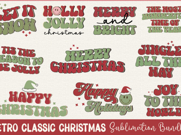 Retro classic christmas sublimation bundle t shirt design online