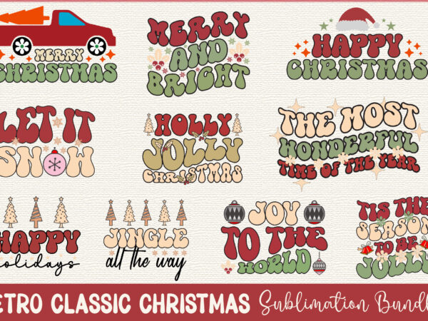 Retro classic christmas sublimation bundle t shirt design online