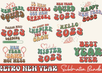 Retro New Year Sublimation Bundle t shirt design online