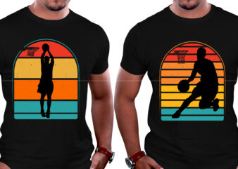 Retro Vintage Sunset Basketball T-Shirt Graphic