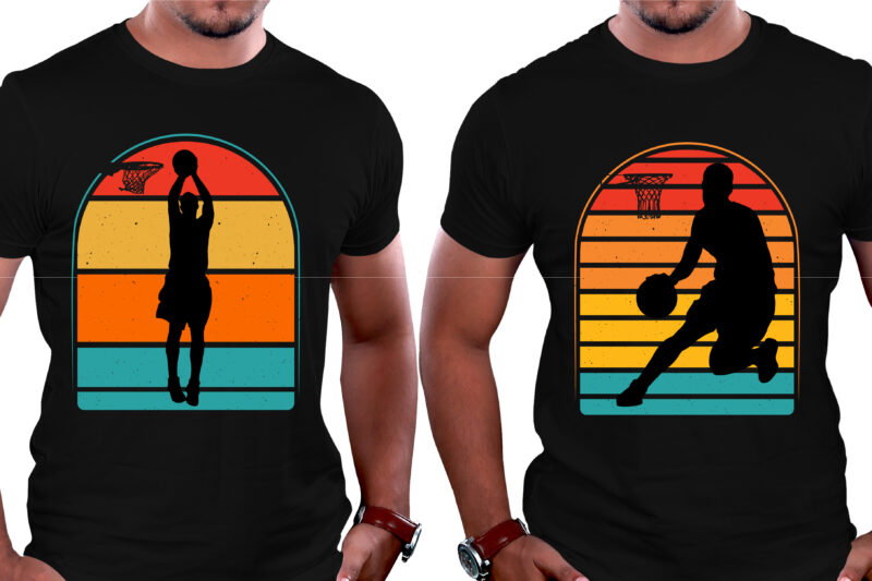 Retro Vintage Sunset Basketball T-shirts