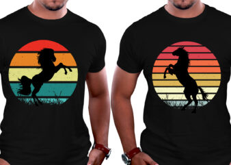 Retro Vintage Sunset Horse T-Shirt Graphic
