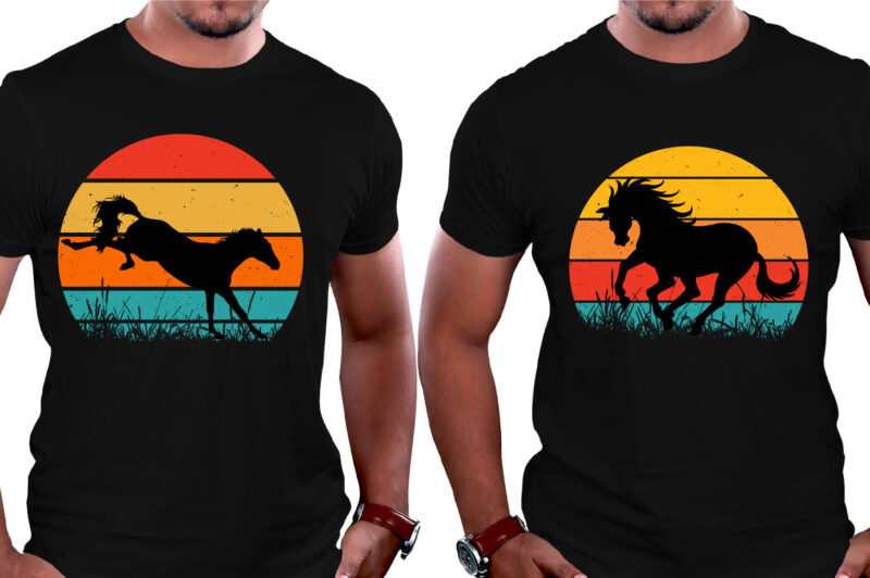 Retro Vintage Sunset Horse T-Shirt Graphic