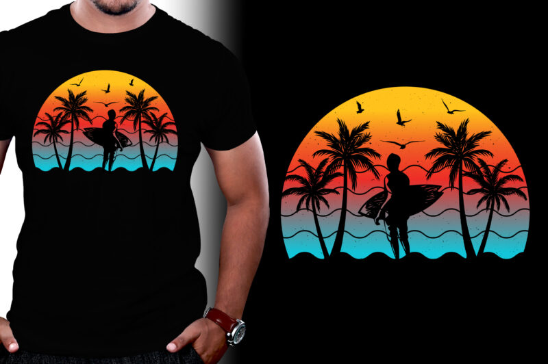 Retro Vintage Sunset T-Shirt Graphic Bundle