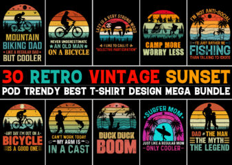 Retro Vintage Sunset T-Shirt Design Bundle