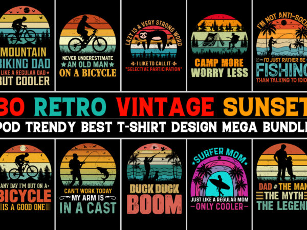 Retro vintage sunset t-shirt design bundle