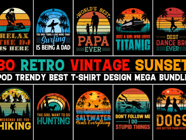Retro vintage sunset t-shirt design bundle Retro vintage sunset t-shirt design bundle