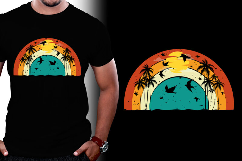 Sunset Retro Vintage T-Shirt Graphic Bundle