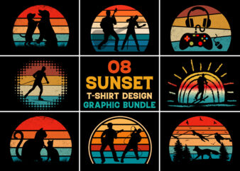 Retro Vintage Sunset T-Shirt Graphic Bundle