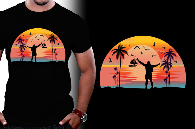 Retro Vintage Sunset T-Shirt Graphic Bundle