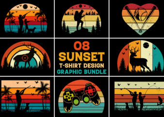 Retro Vintage Sunset T-Shirt Graphic Bundle