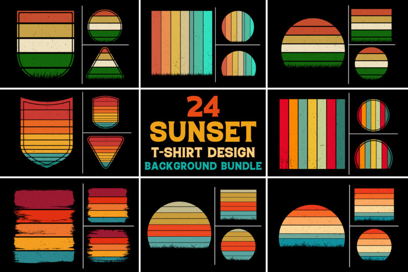 Retro Vintage Sunset Bundle for T-Shirt Design