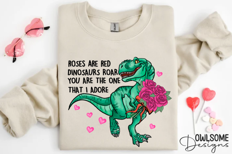 Rose Are Red Dinosaus Roar Valentine PNG