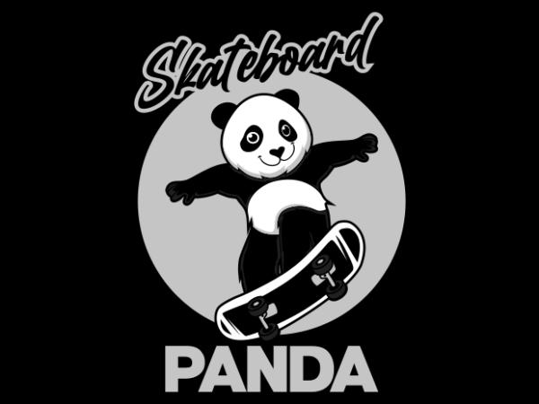 Skateboard panda t shirt template vector